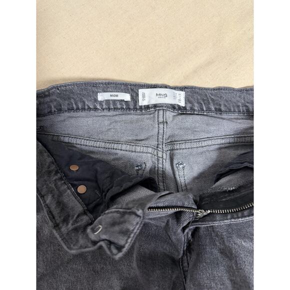 MNG Denim Jeans Womens 2 Gray Black Washed Mom High Rise Tapered Leg Casual - Picture 8 of 11